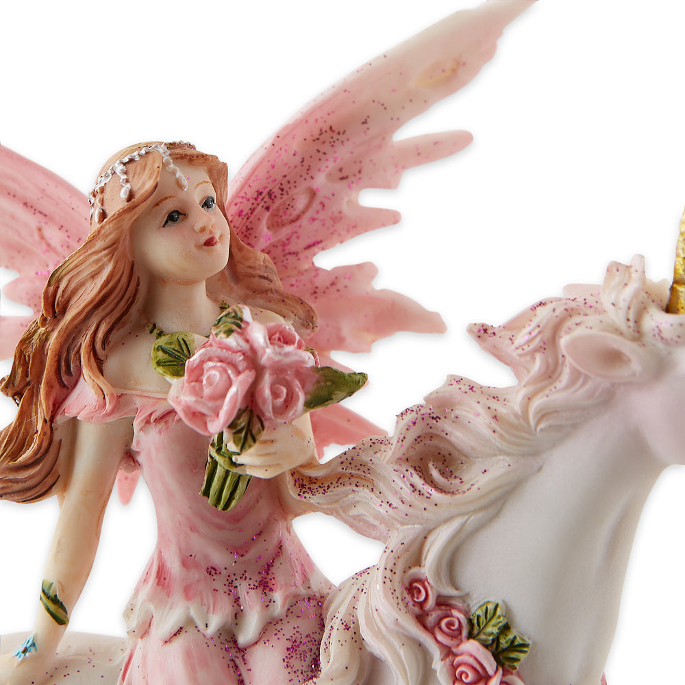 Pink Fairy With Unicorn Figurine