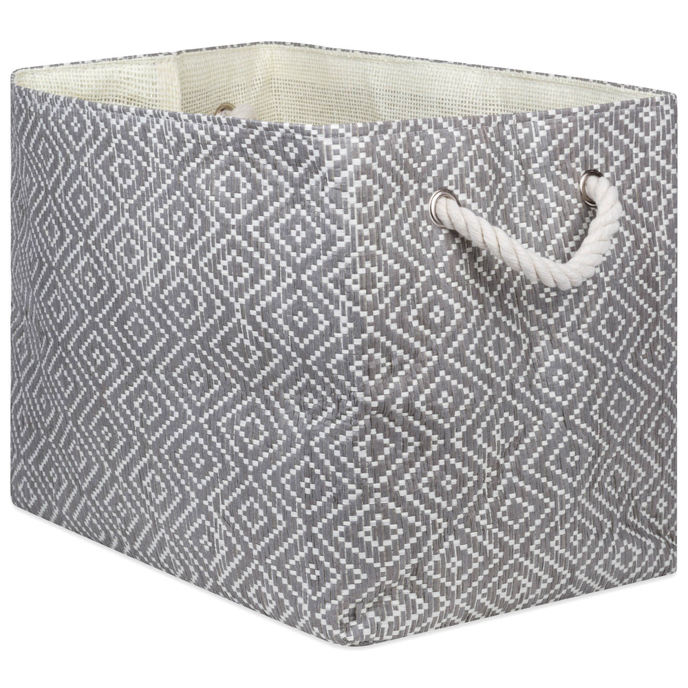 Stone/Black Diamond Basketweave Medium Paper Bin 15x10x12