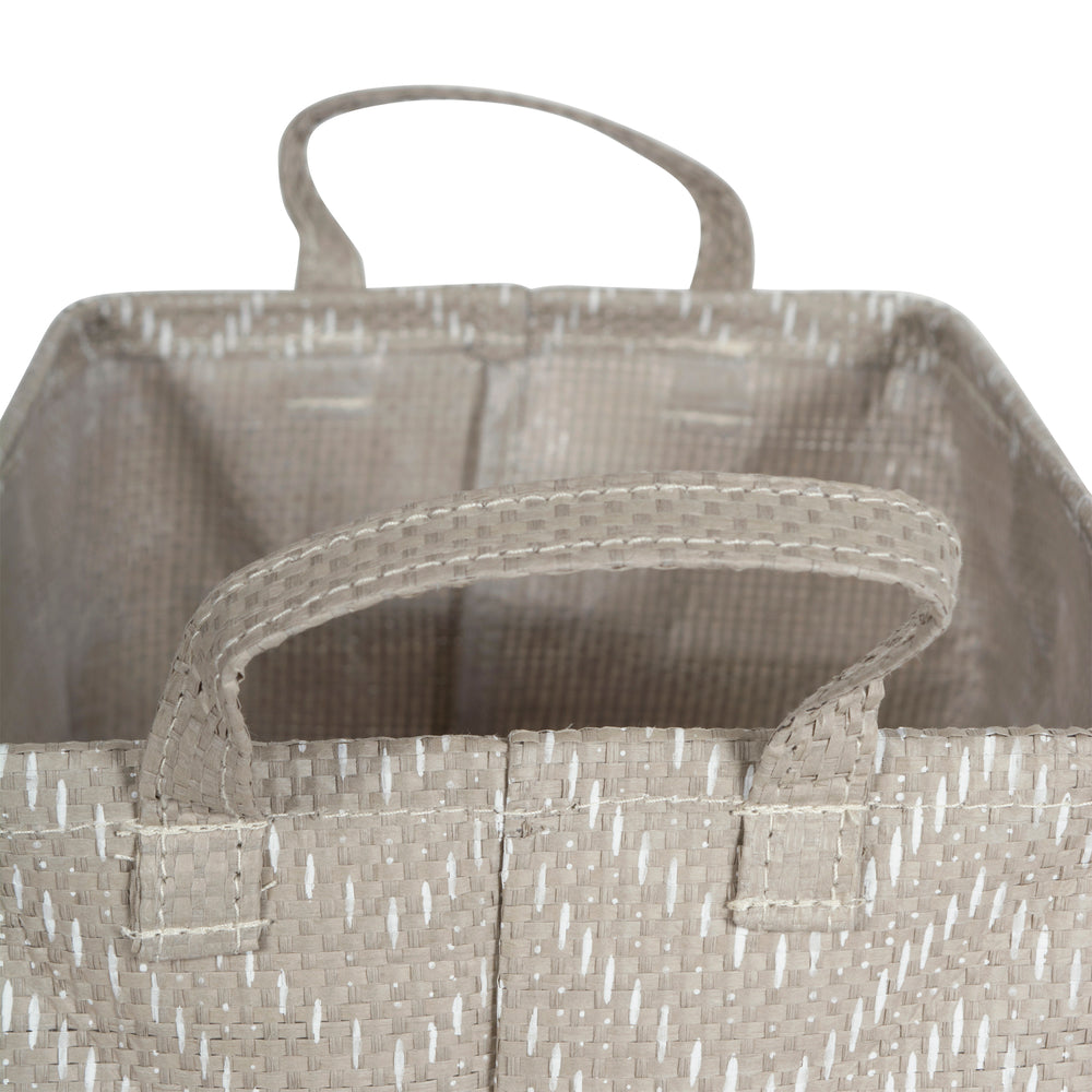 Stone/Cream Tribal Chevron Laundry Bin Large, Set of 2, 16x12.5x9.5