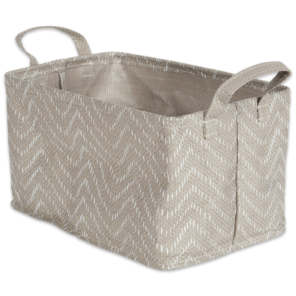 Stone/Cream Tribal Chevron Laundry Bin Large, Set of 2, 16x12.5x9.5