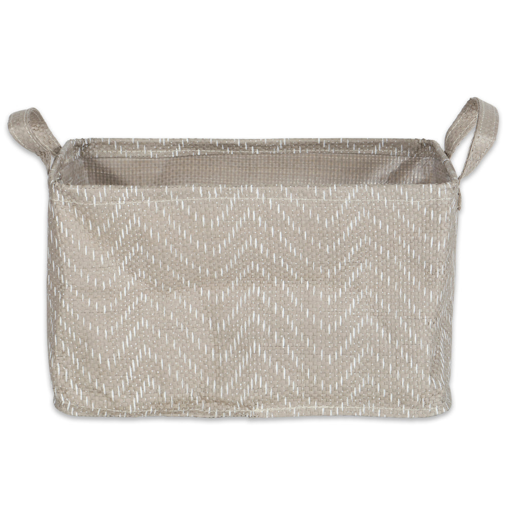 Stone/Cream Tribal Chevron Laundry Bin Large, Set of 2, 16x12.5x9.5