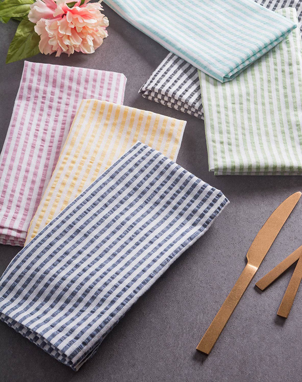 Mineral Seersucker Tablecloth 70" Round