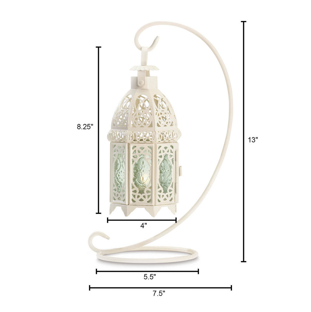 White Fancy Candle Lantern With Stand