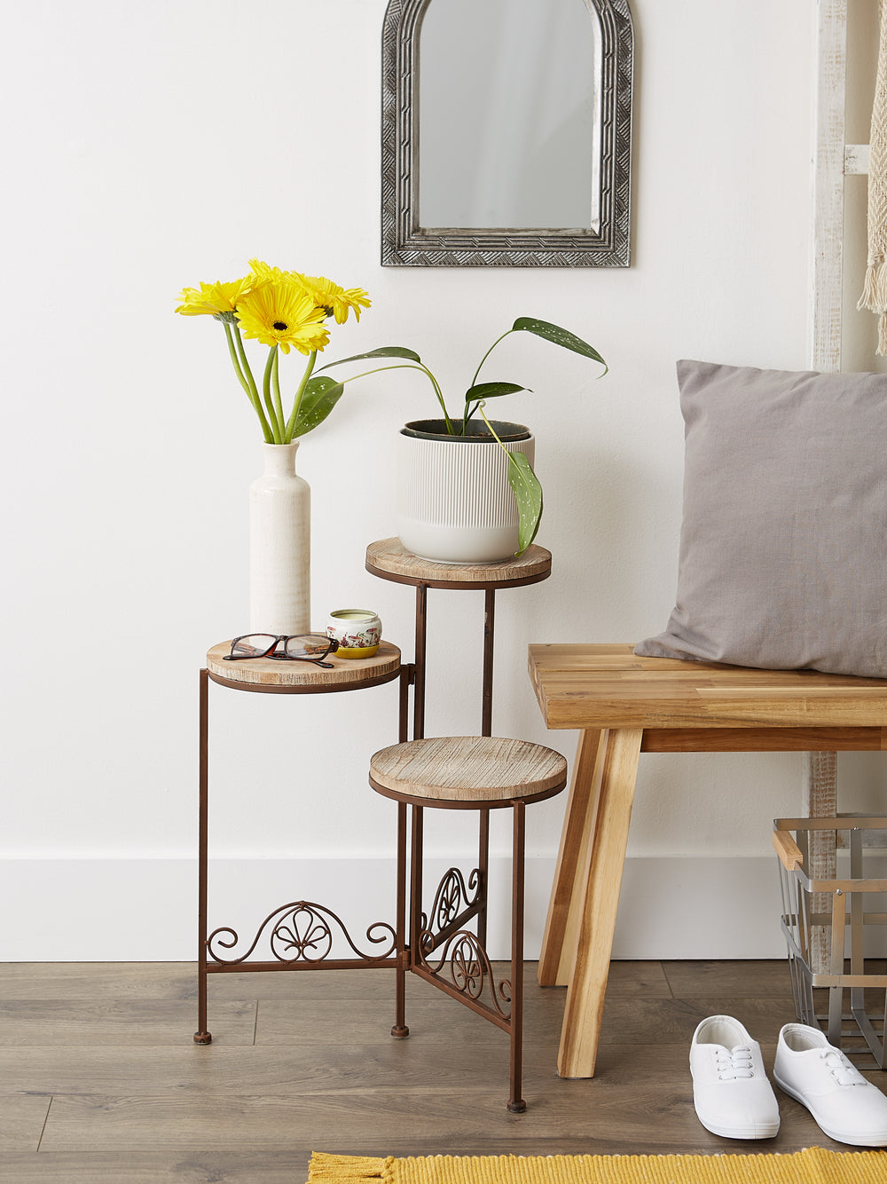 Rustic Triple Planter Stand