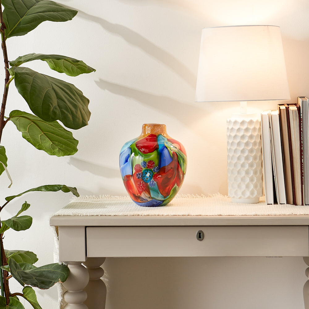 Floral Fantasia Art Glass Vase