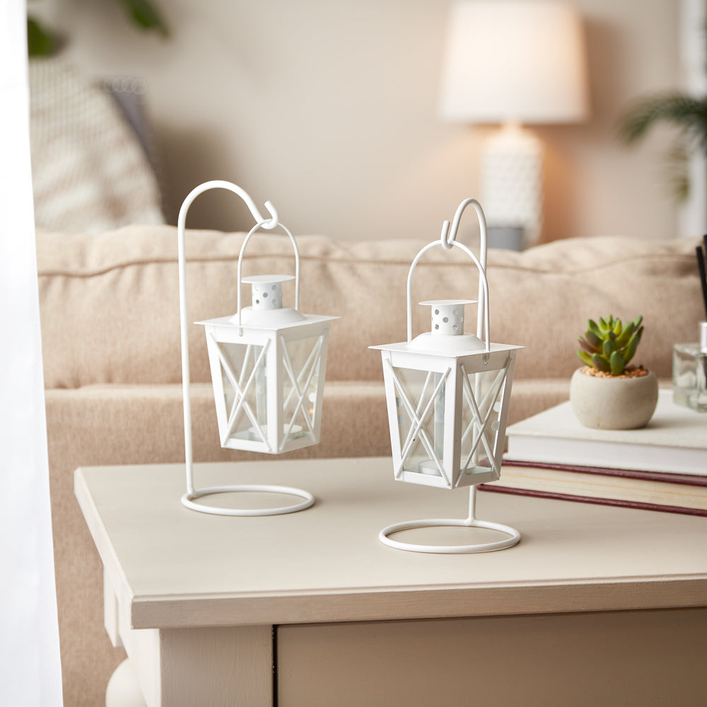 White Railroad Candle Lanterns