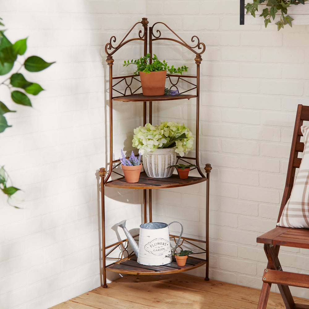 Rustic Corner Bakers Rack