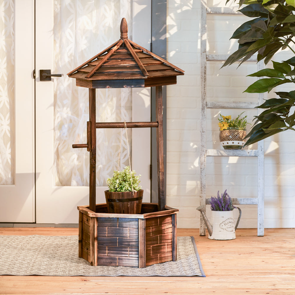 Rustic Wishing Well Planter