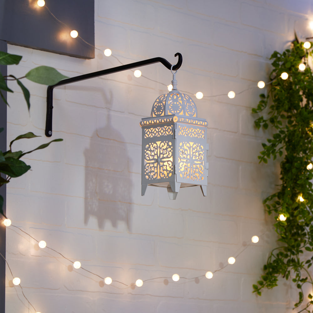 White Scrollwork Candle Lantern