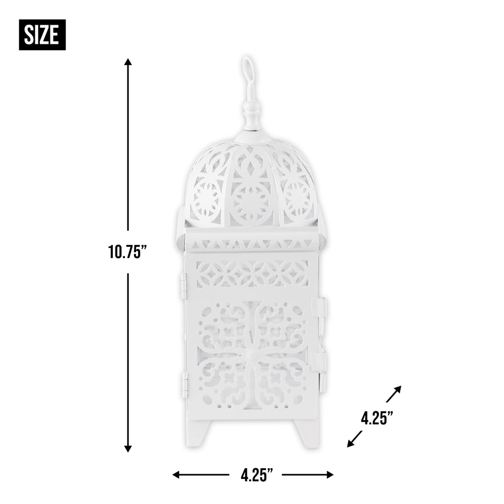 White Scrollwork Candle Lantern