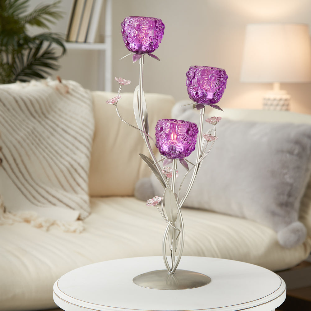 Fuchsia Blooms Candleholder