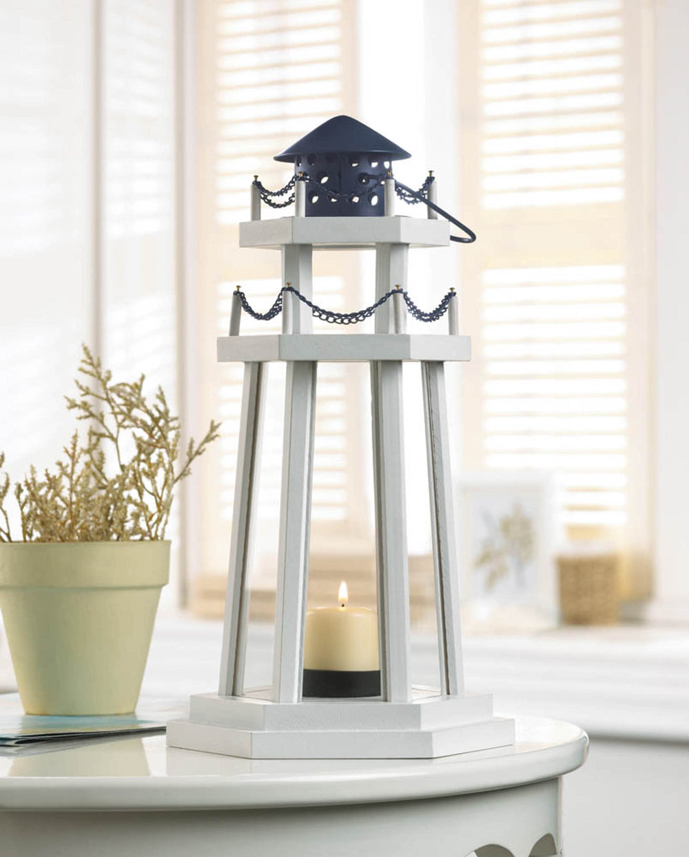 Ocean Blue Lighthouse Candle Lamp Zingz Home