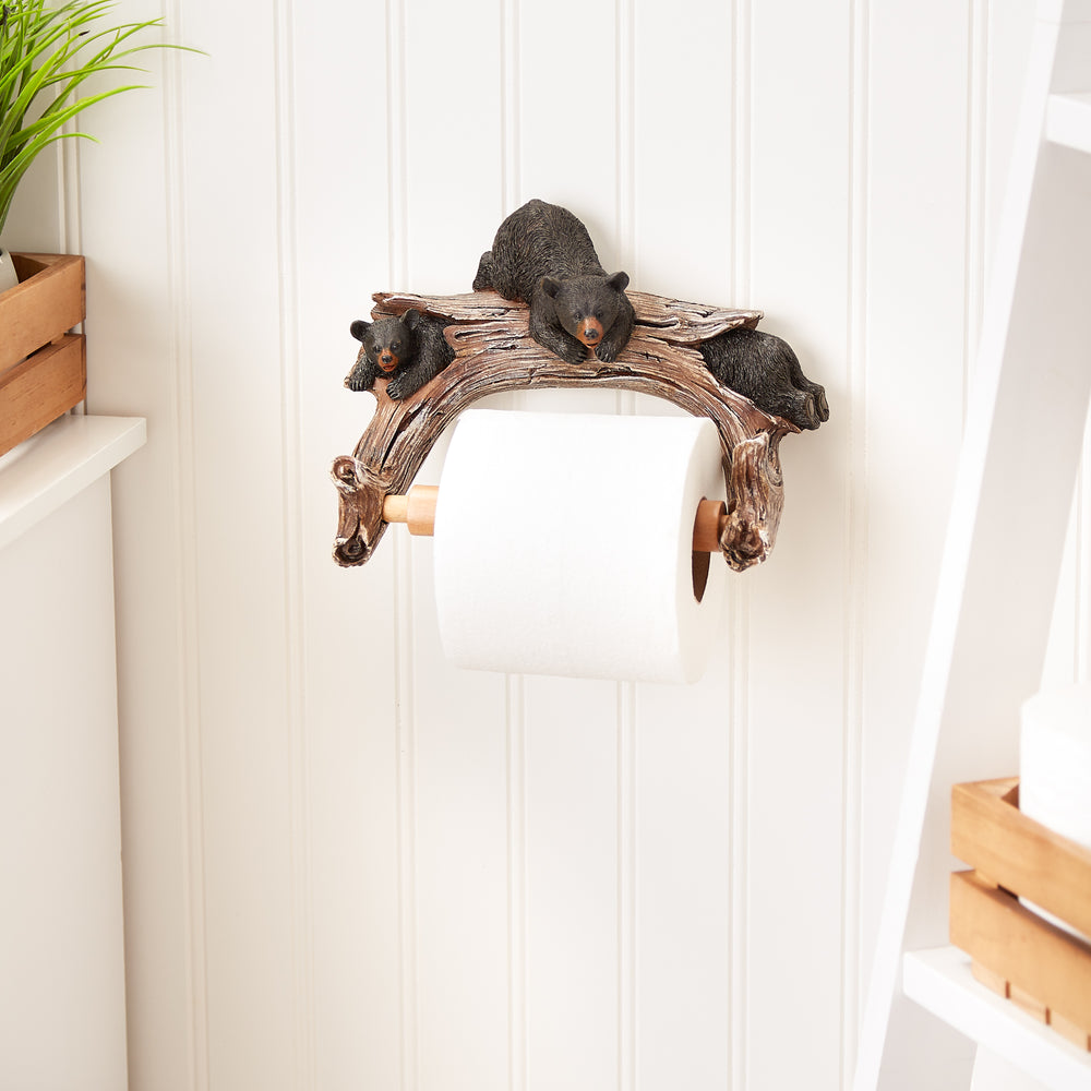 Bears on Log toilet Paper Holder