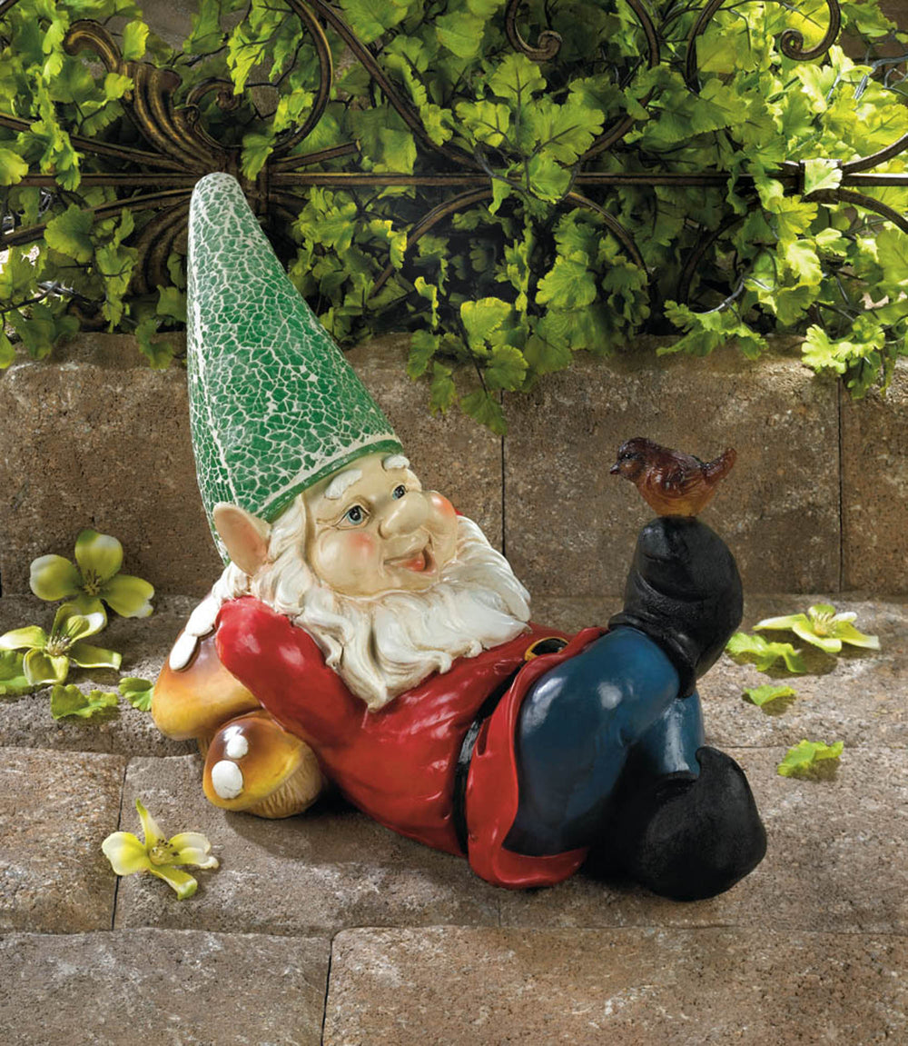 Lazy Gnome Solar Statue