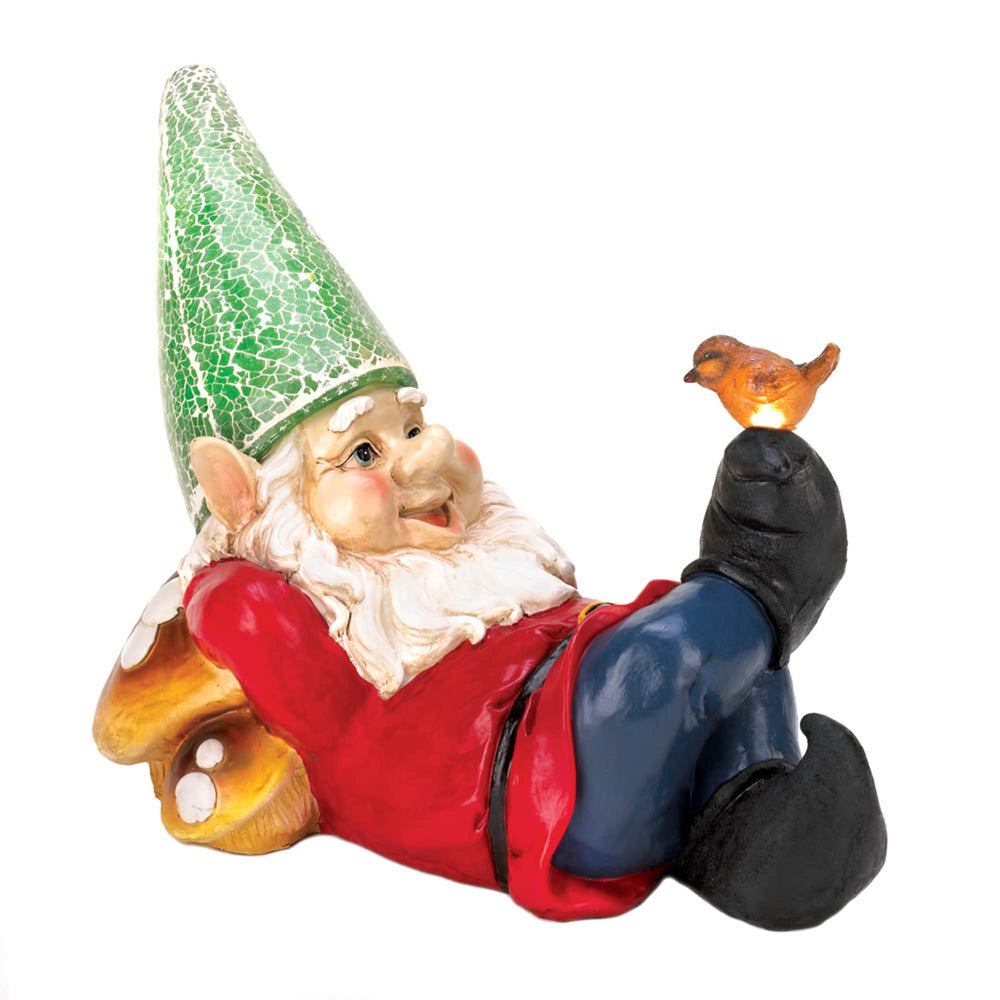 Lazy Gnome Solar Statue