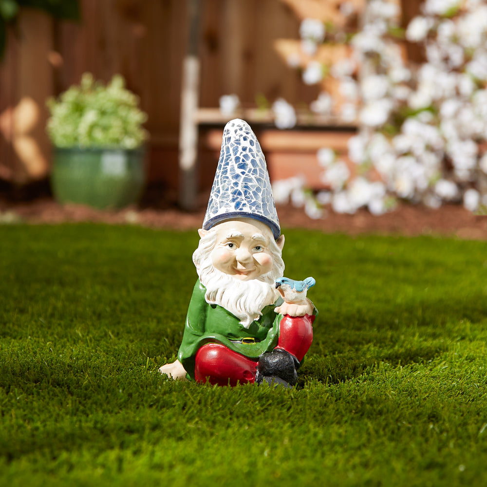 Cheery Gnome Solar Statue