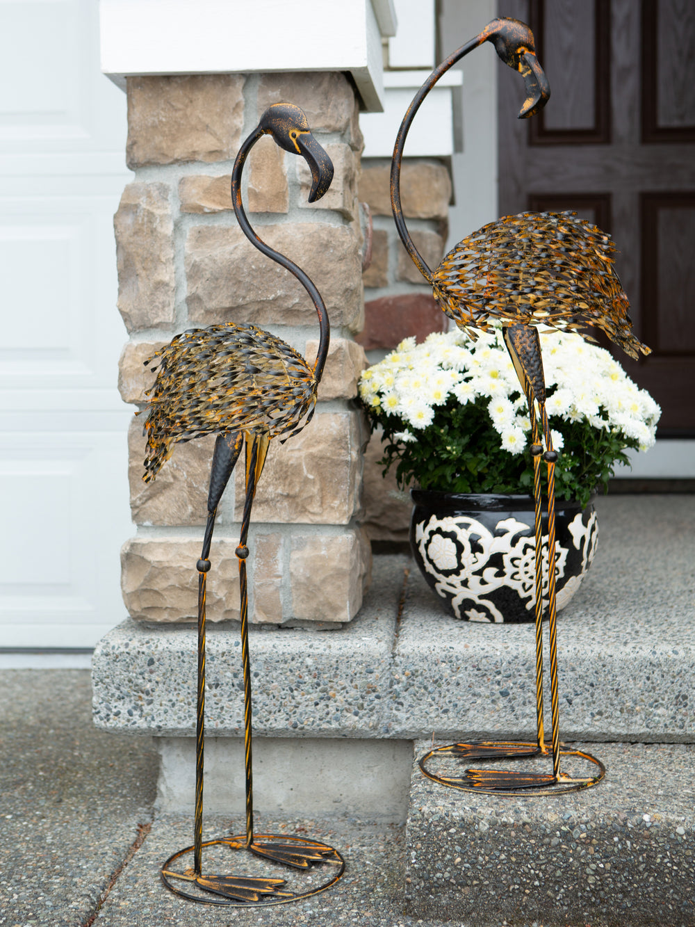 Wild Flamingo Garden Art Duo