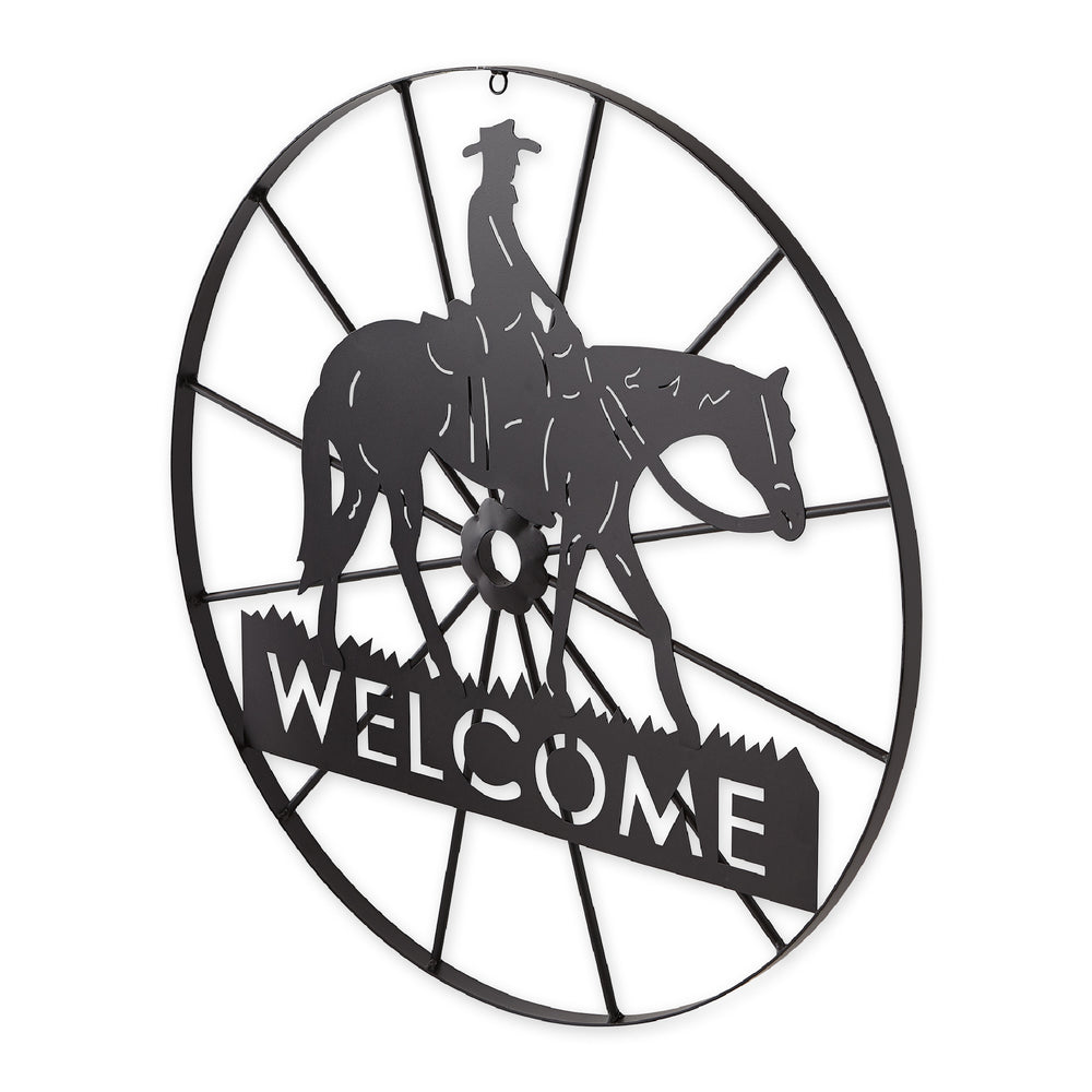 Cowboy Welcome Wheel Sign