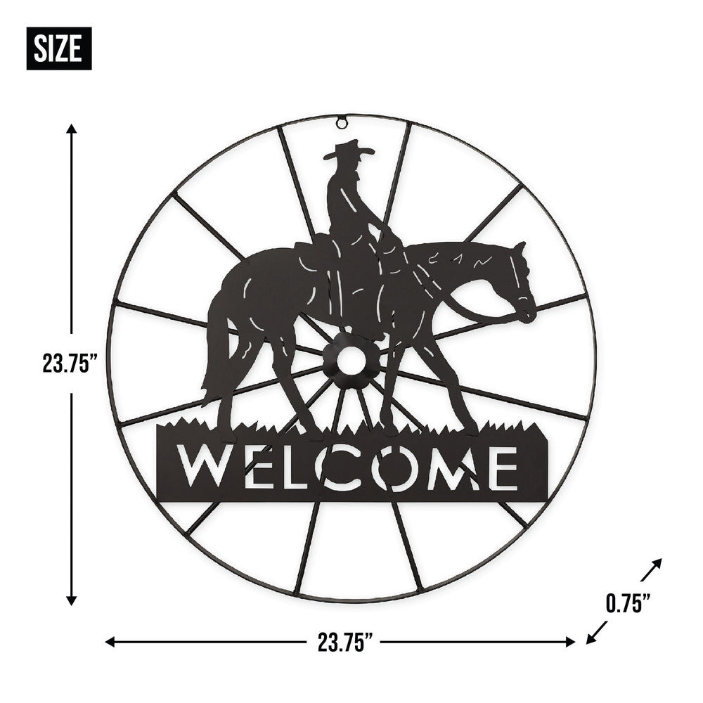 Cowboy Welcome Wheel Sign