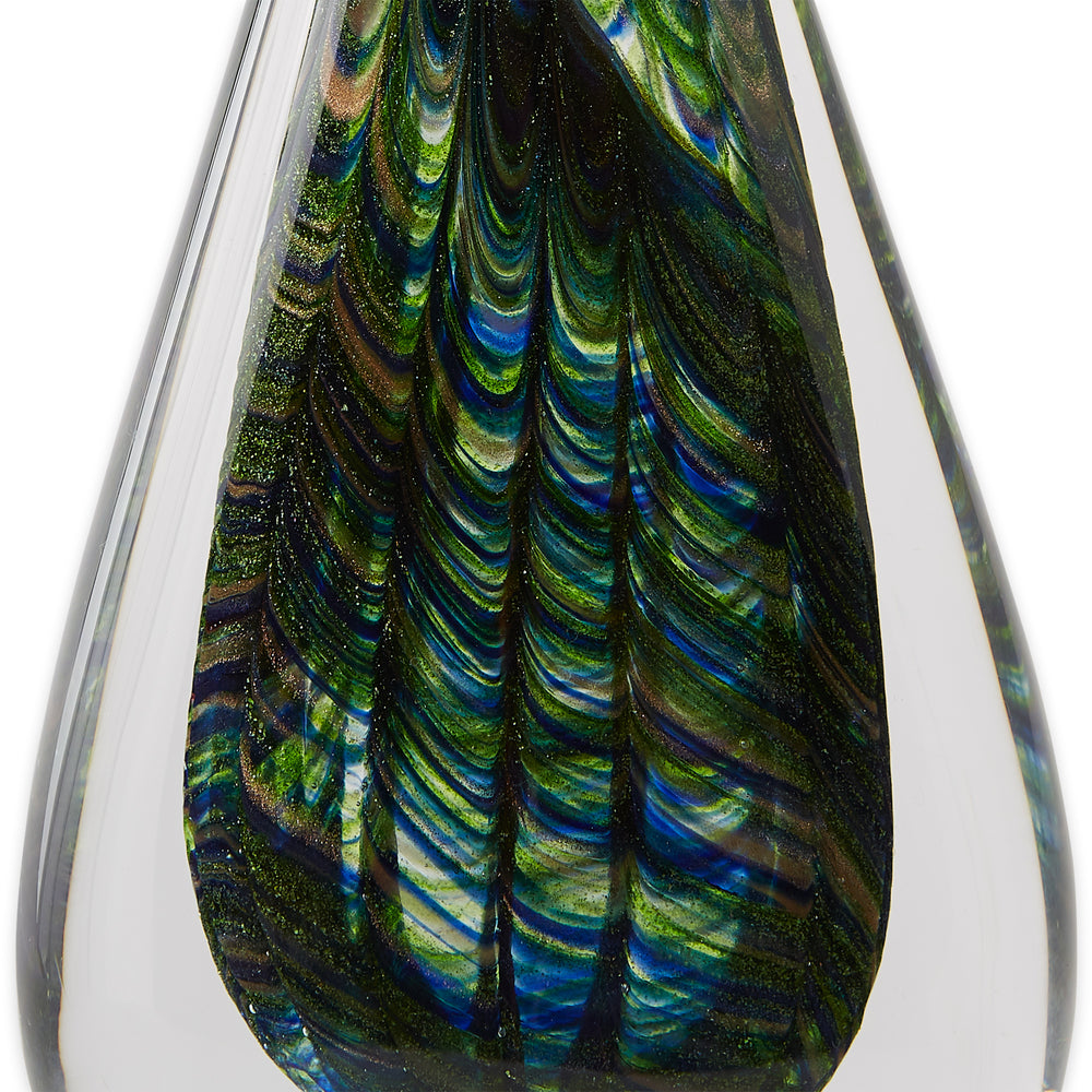 Peacock Inspired Art Glass Sculpture