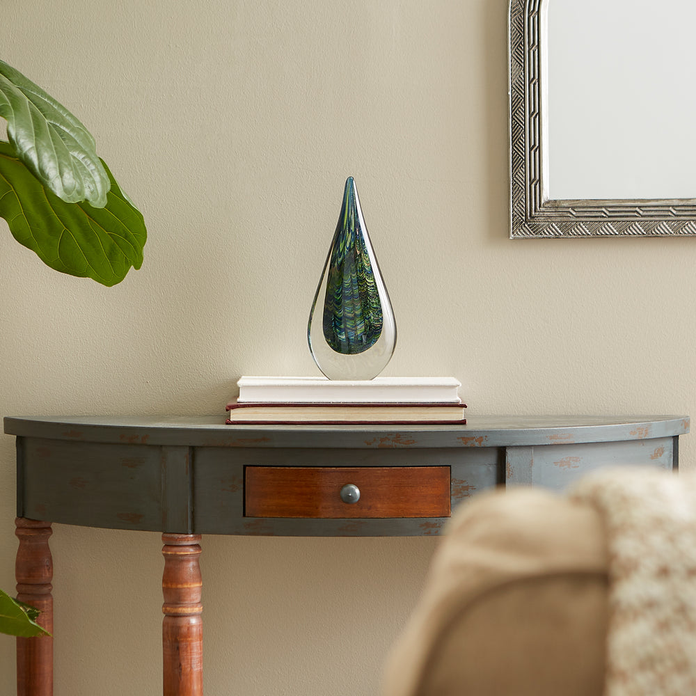 Peacock Inspired Art Glass Sculpture