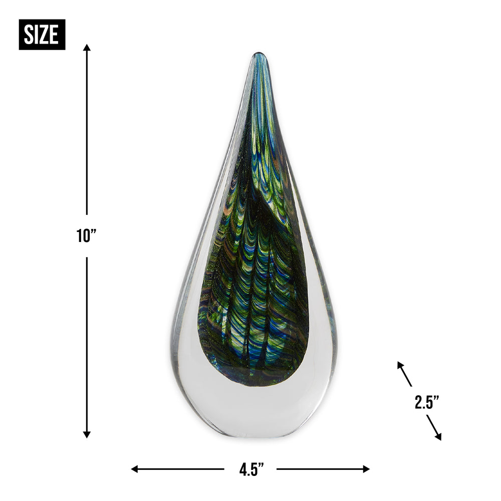 Peacock Inspired Art Glass Sculpture