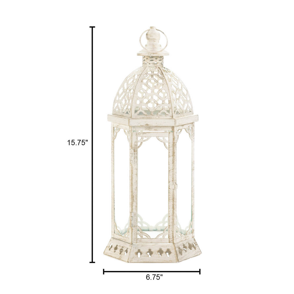 Graceful Distressed Small White Lantern