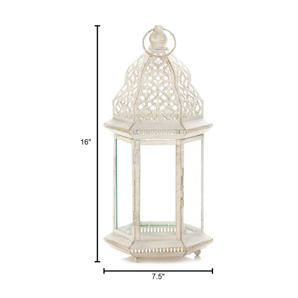 Sublime Distressed White Large Lantern