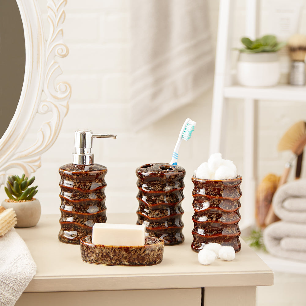 Brown Stony Bath Accessory Set