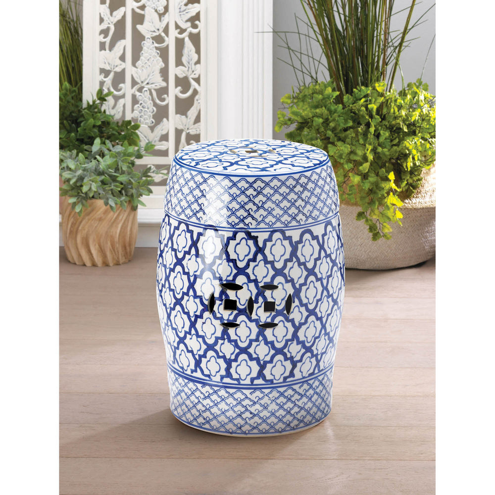 Blue & White Ceramic Decorative Stool