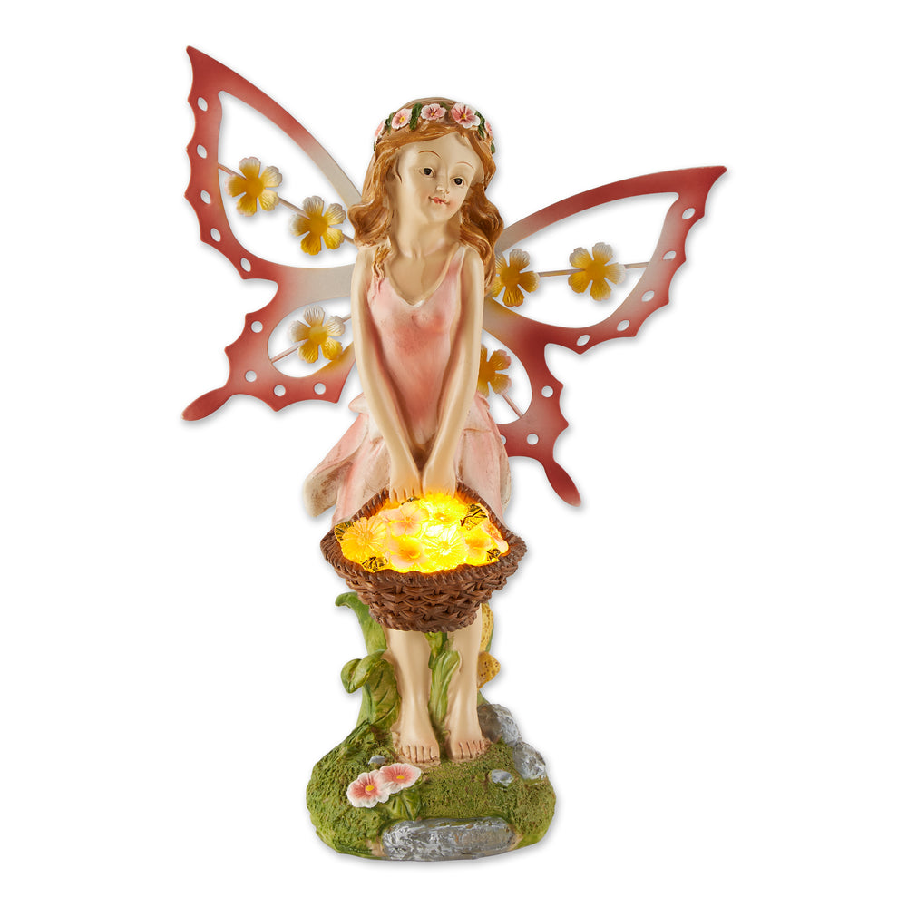 Pink Fairy Solar Garden Statue