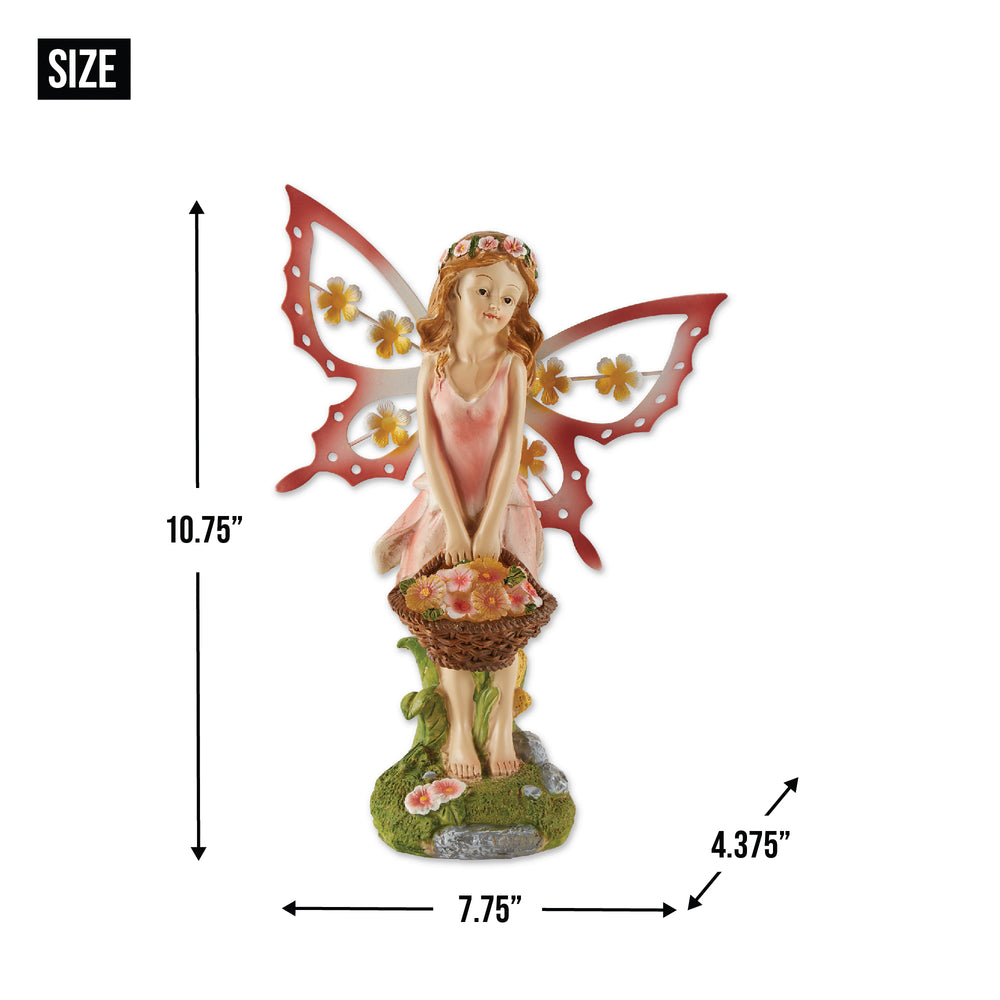 Pink Fairy Solar Garden Statue