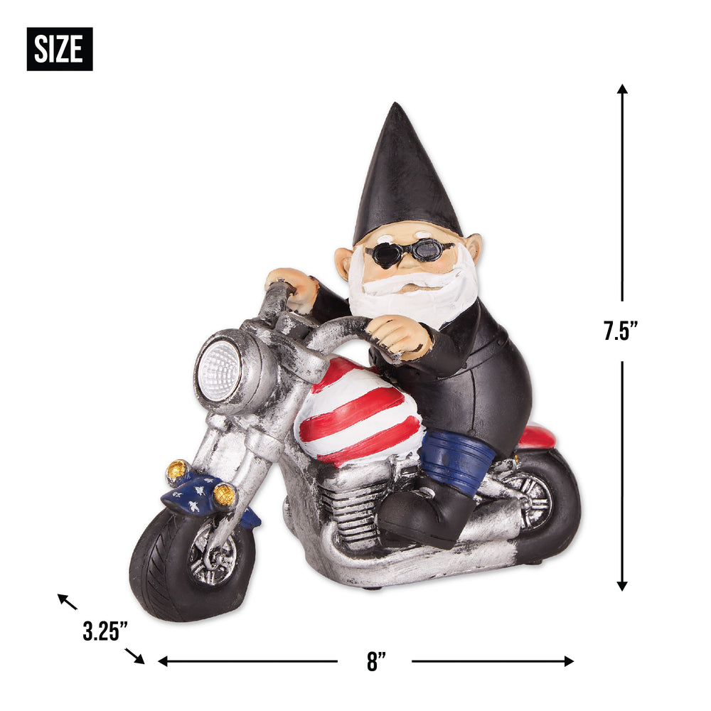 Biker Gnome Solar Statue