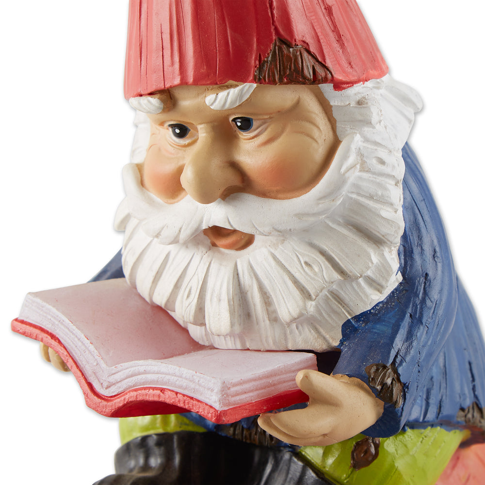 Bookworm Gnome Solar Statue