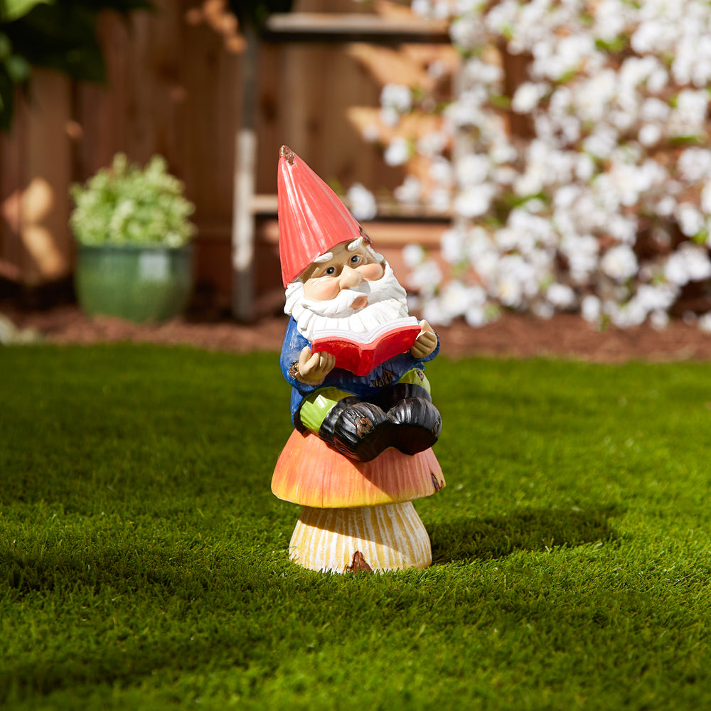 Bookworm Gnome Solar Statue