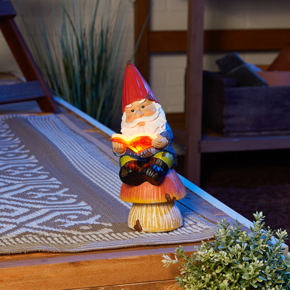 Bookworm Gnome Solar Statue