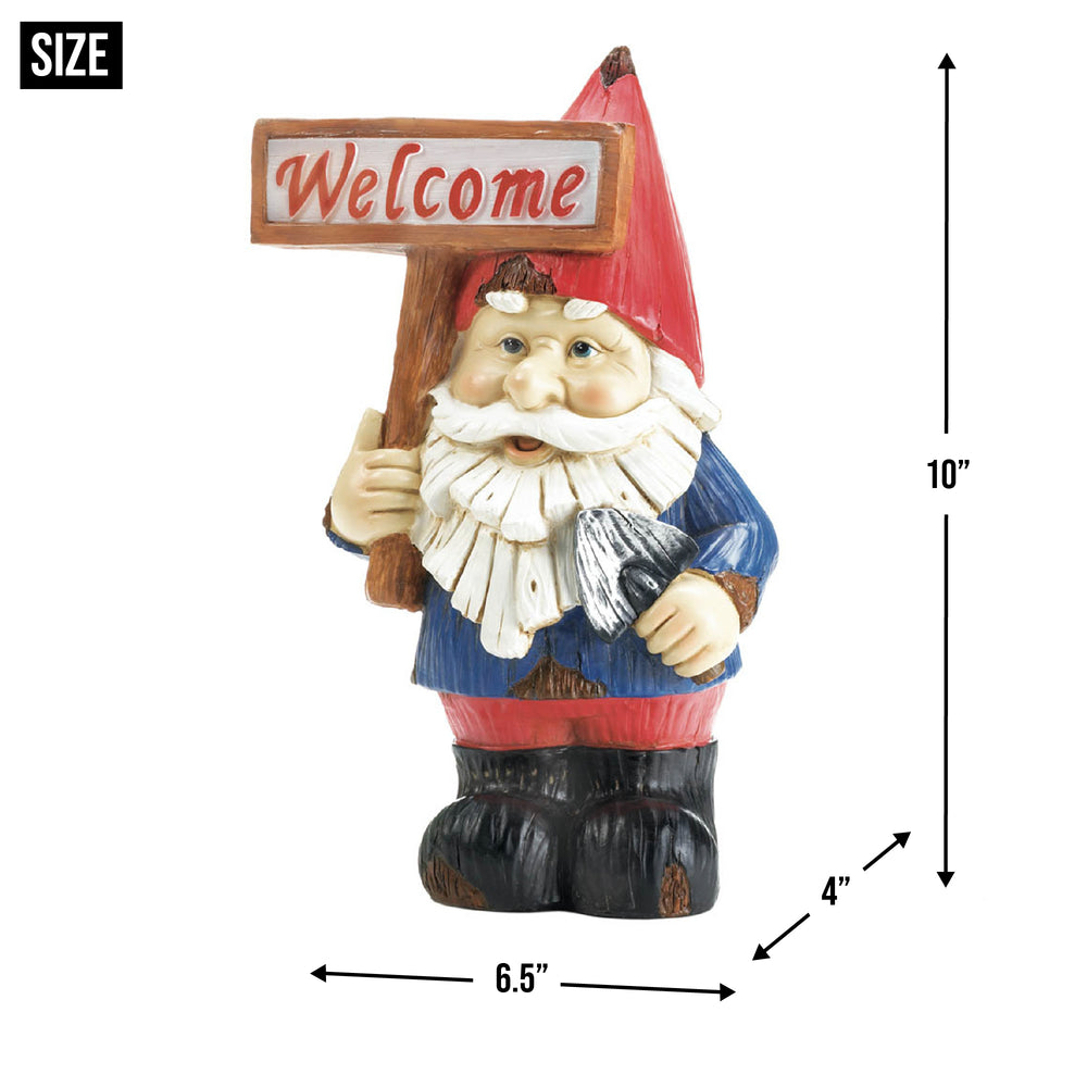 Welcome Gnome Solar Statue