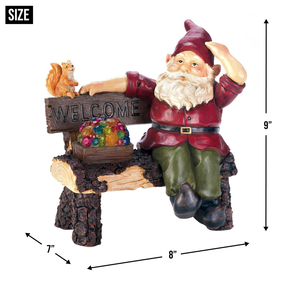 Solar Gnome on Welcome Bench