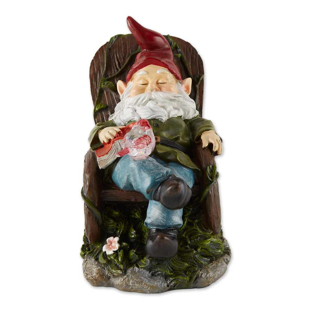 Solar Red Bird Rocking Chair Gnome