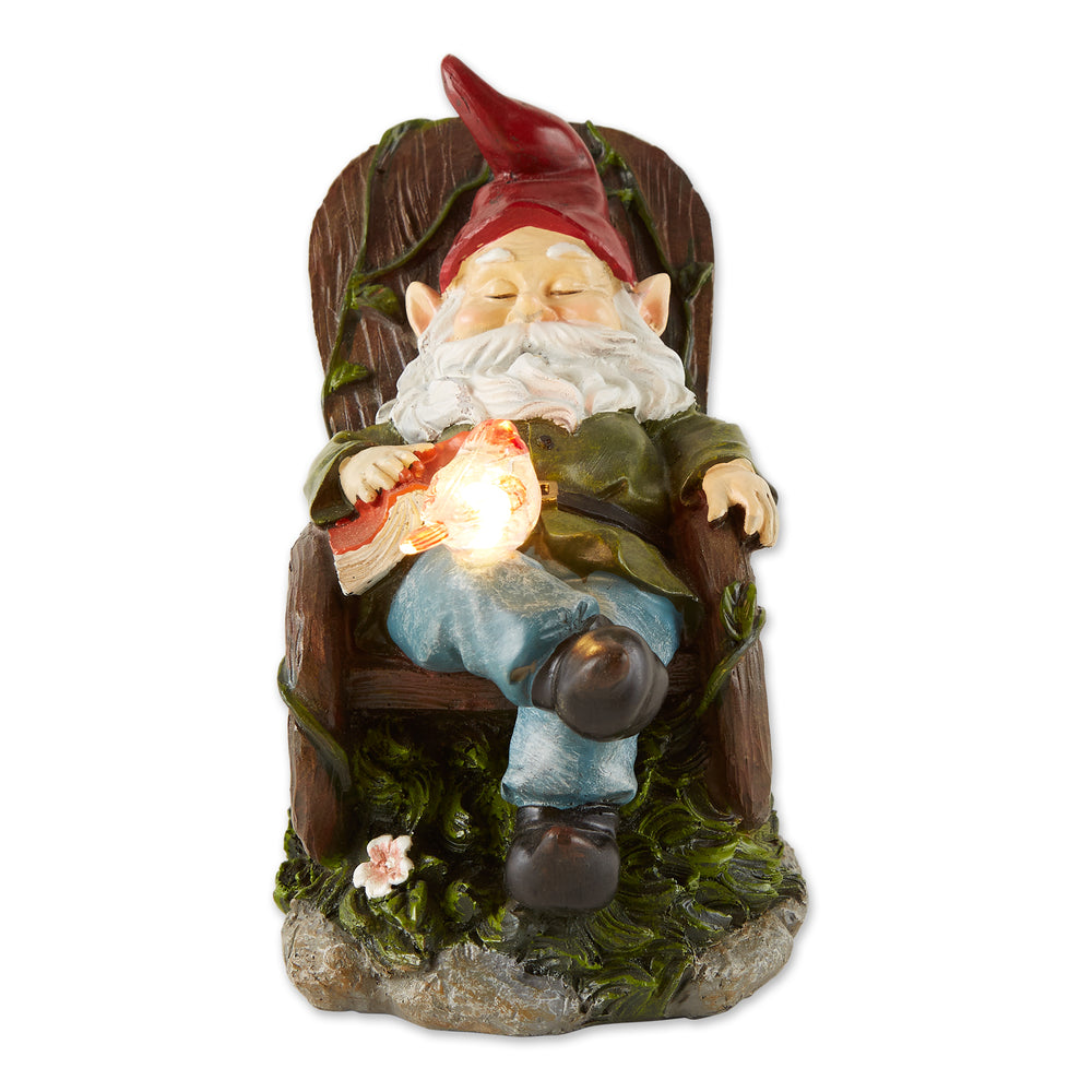 Solar Red Bird Rocking Chair Gnome