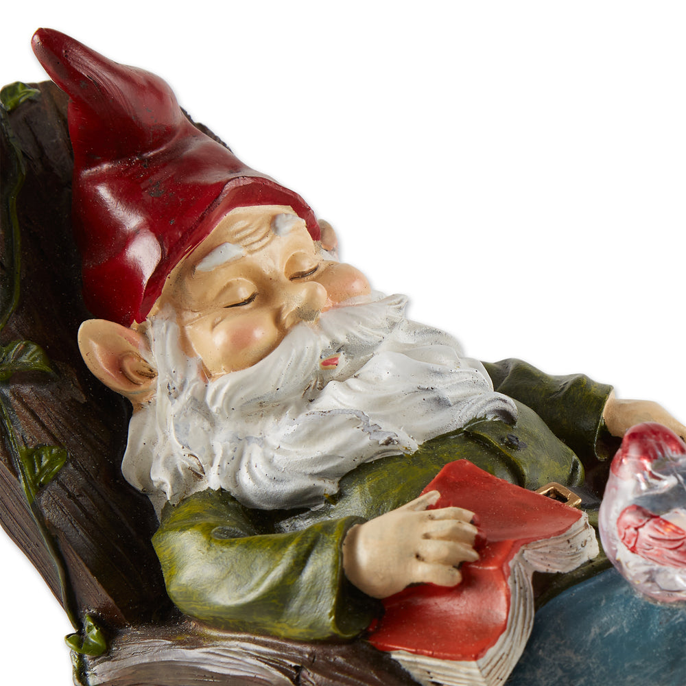 Solar Red Bird Rocking Chair Gnome