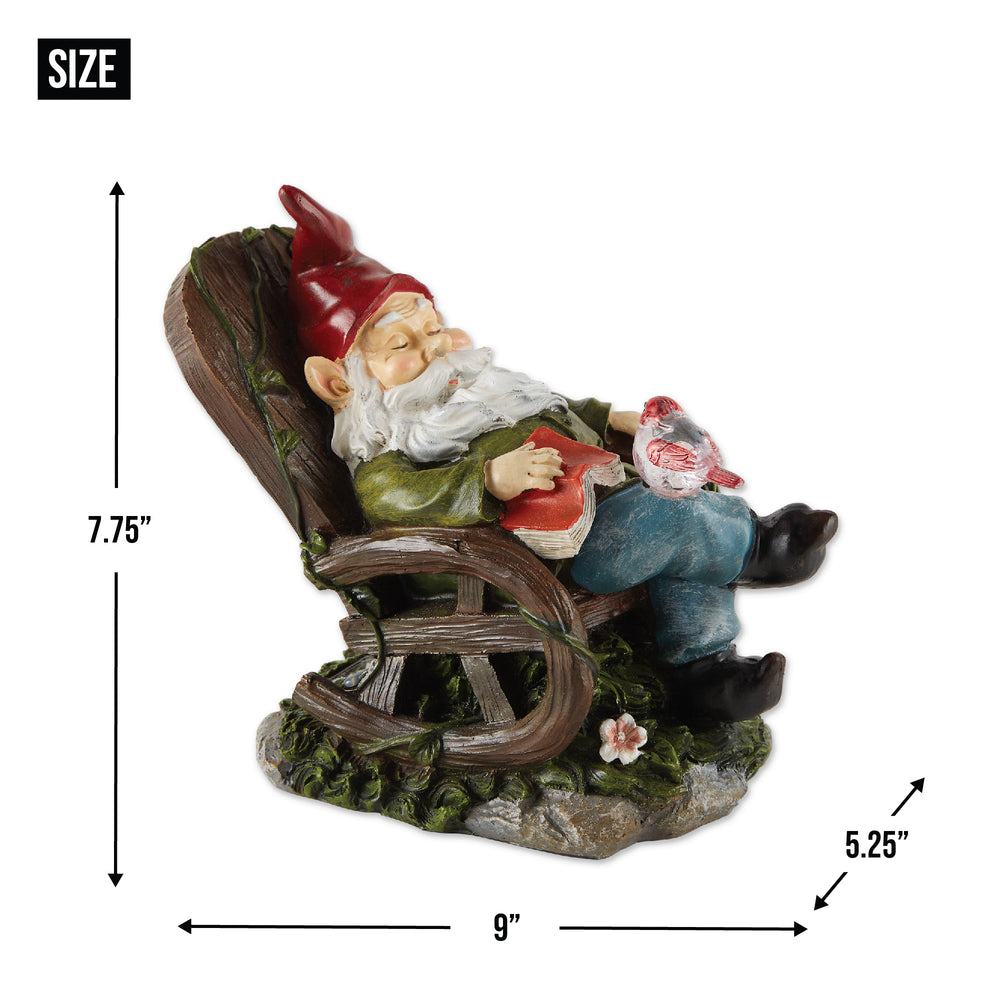 Solar Red Bird Rocking Chair Gnome