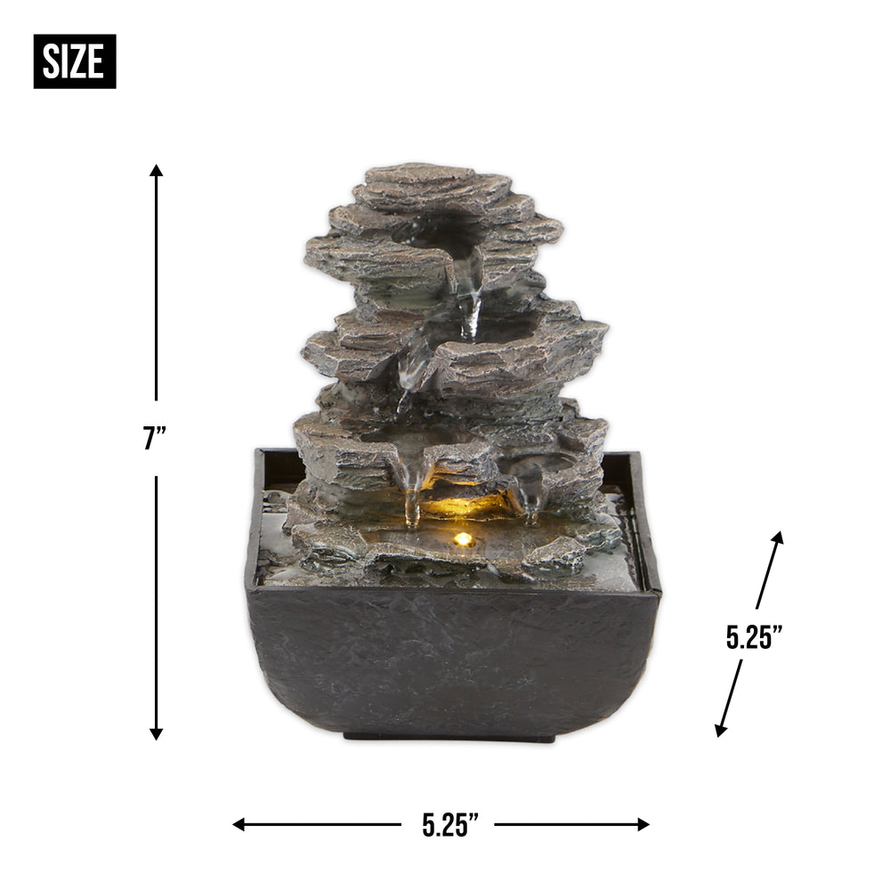 Tiered Rock Formation Tabletop Fountain