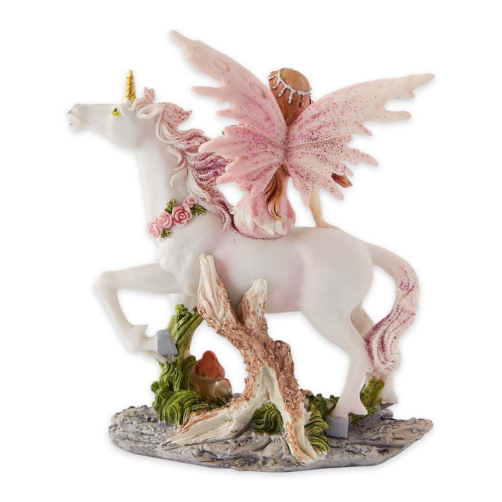 Pink Fairy With Unicorn Figurine