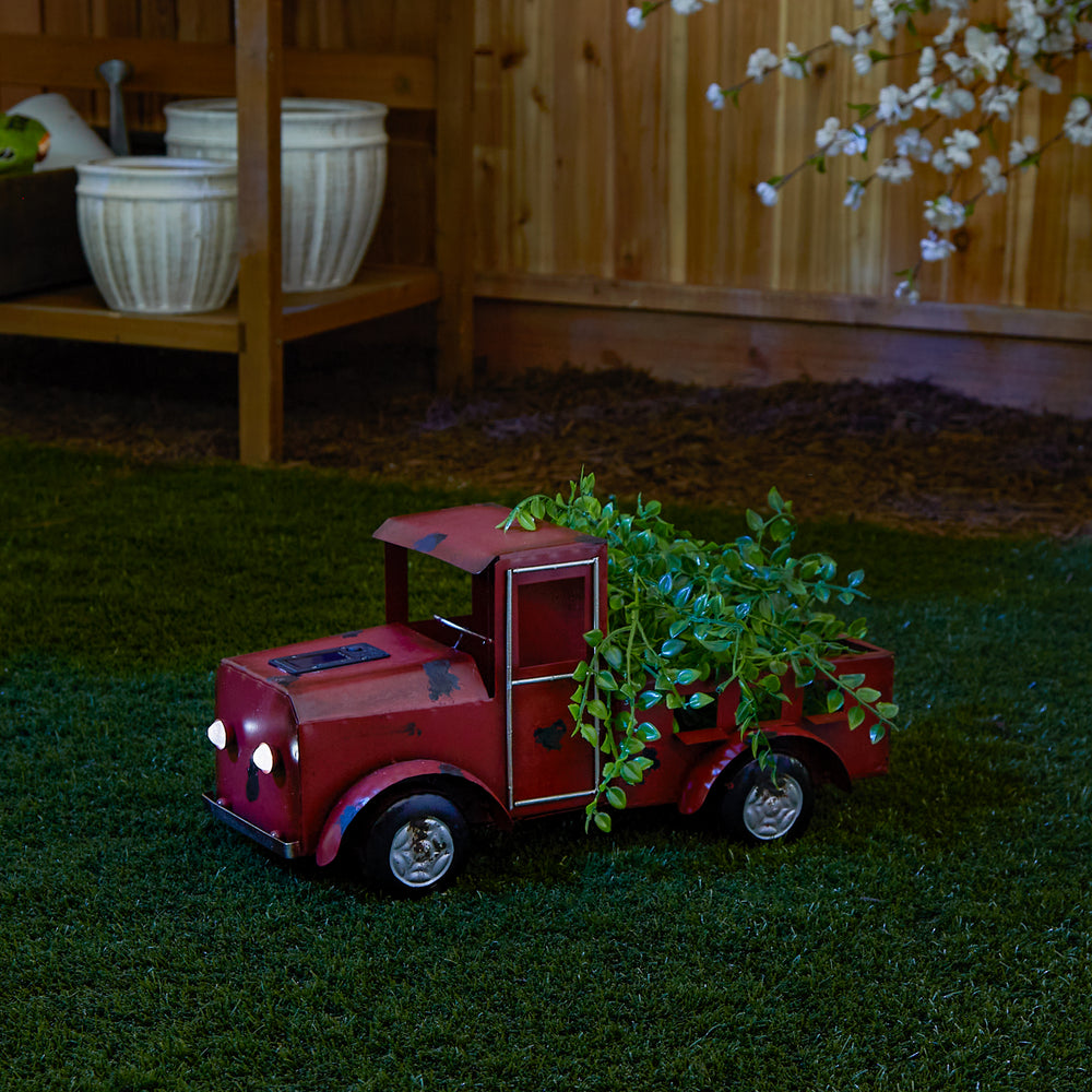 Red Truck Solar Light Planter