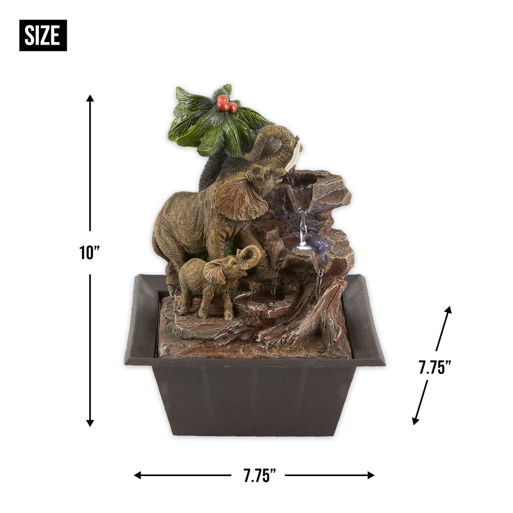 Elephant Family Tabletop Fountain