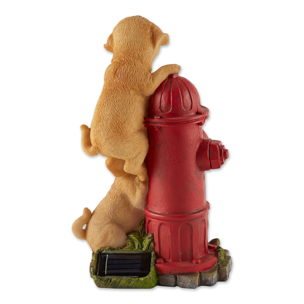 Dogs & Fire Hydrant Solar Statue