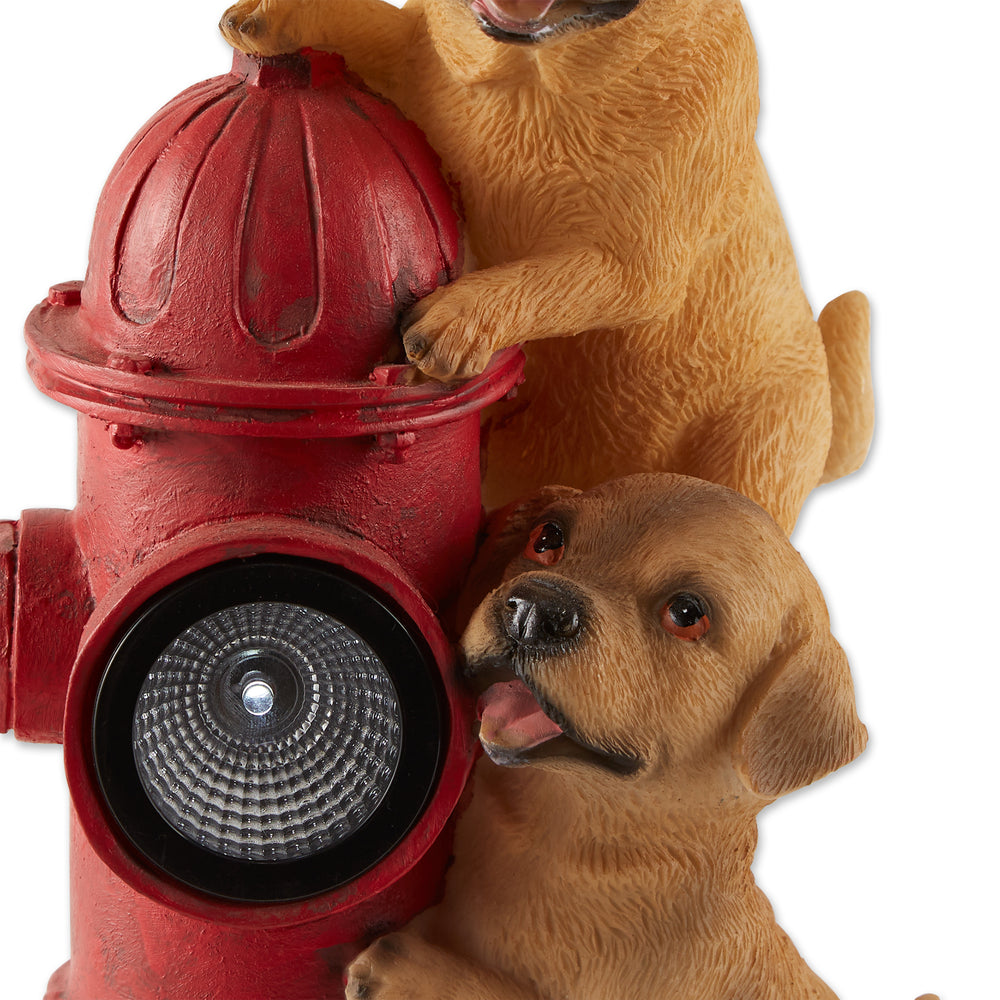 Dogs & Fire Hydrant Solar Statue