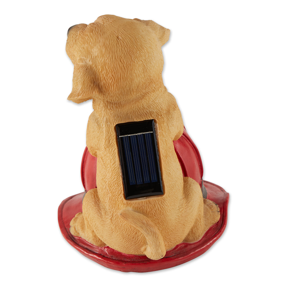 Dog & Fire Helmet Solar Statue