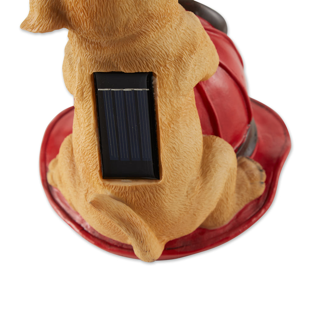 Dog & Fire Helmet Solar Statue